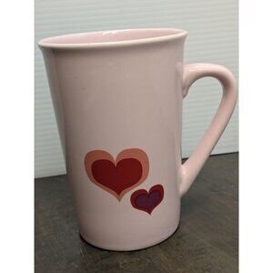 Starbucks Pink Ceramic Mug Red & Pink Hearts Design 12 Oz 2020 Made In China